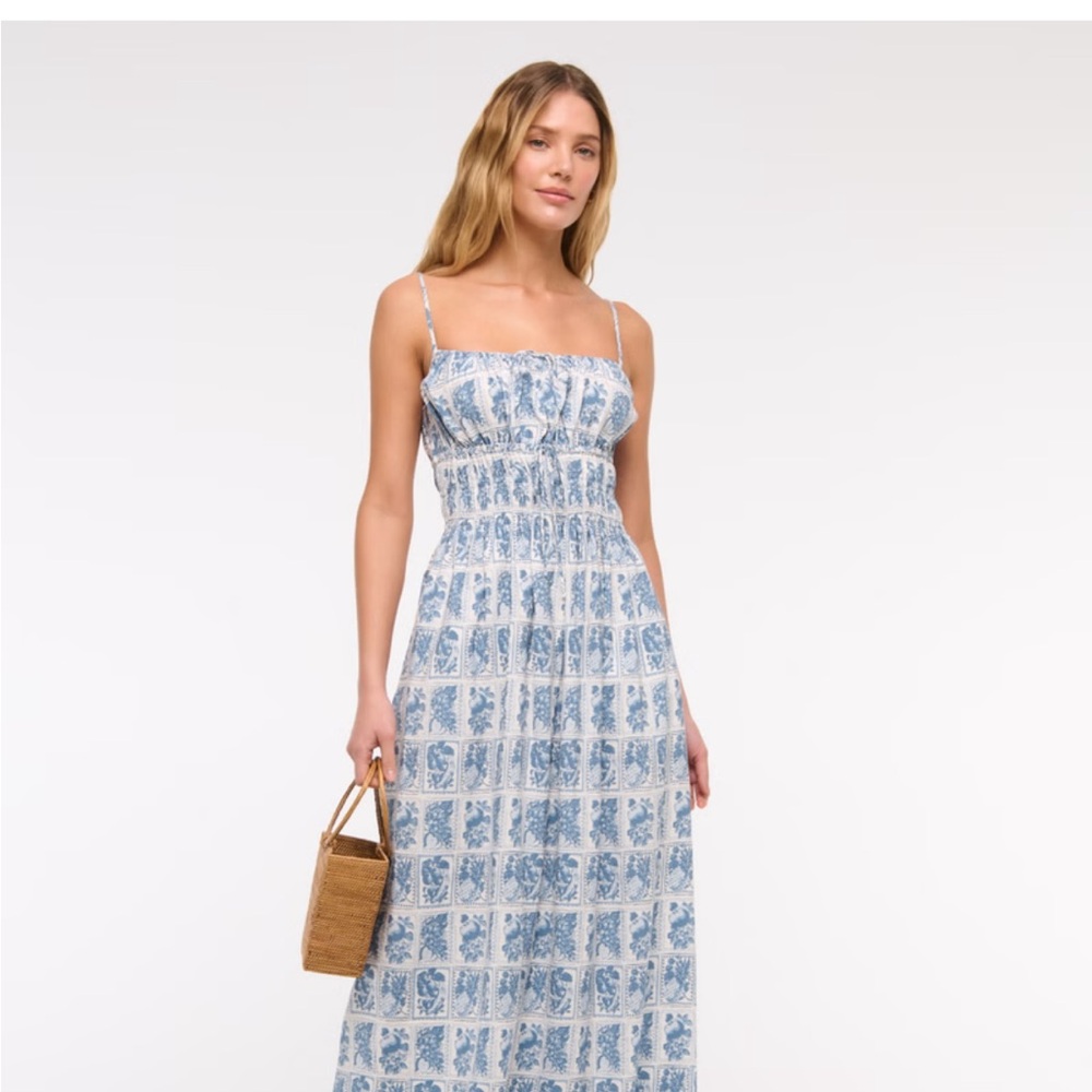 Abercrombie Smocked Tie Front Maxi Dress